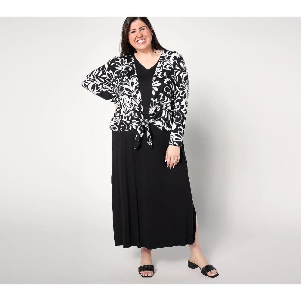 Belle by Kim Gravel Reg Better Together Dress and Shrug Set Womens XXS Black NEW